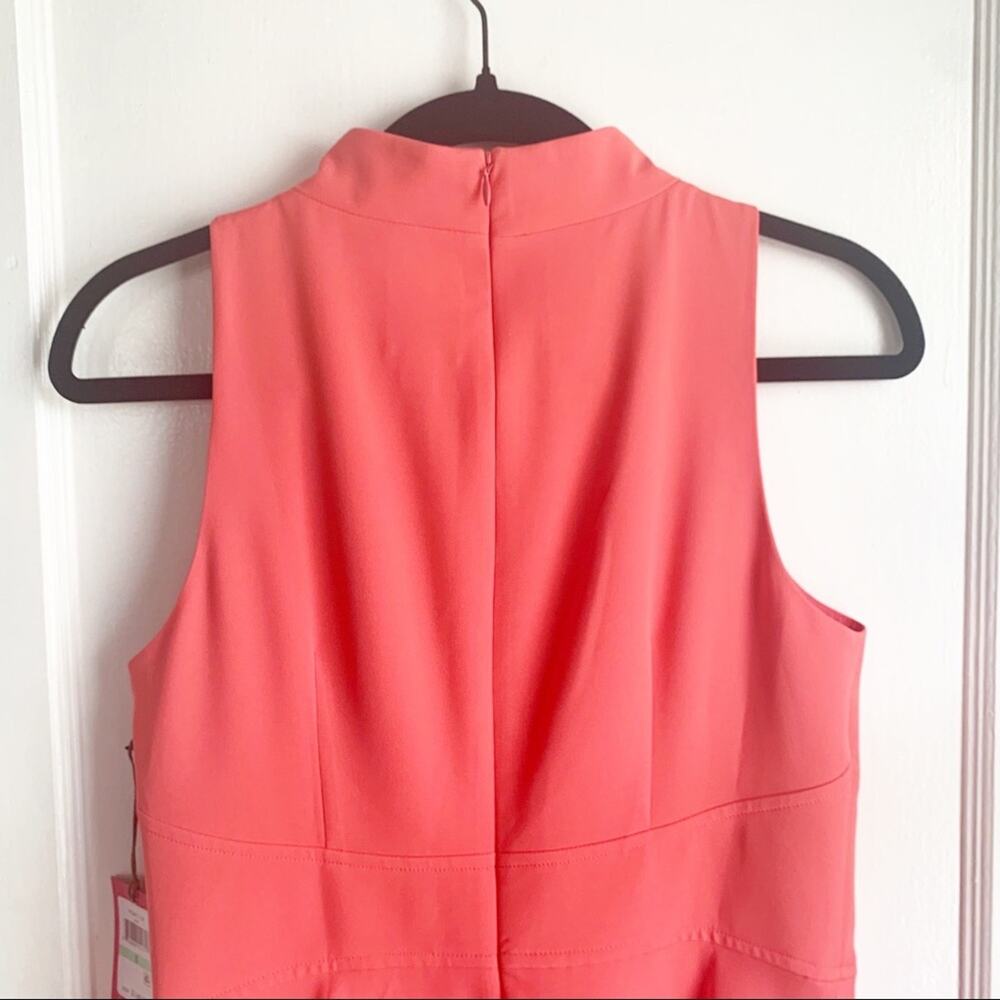 Vince Camuto Laguna Crepe Halter Mock Neck High Low Sleeveless Dress Coral NWT 8 - Picture 11 of 13